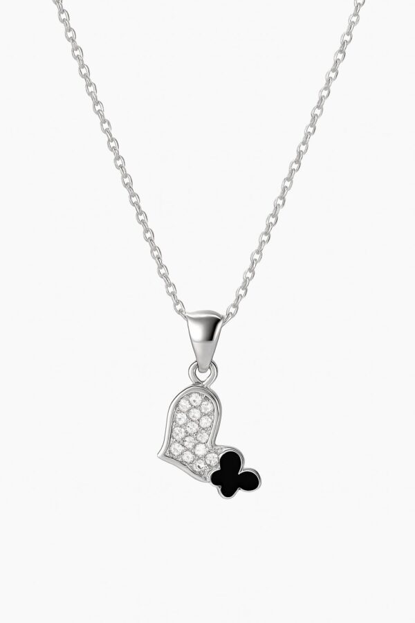 Sterling Silver Heart & Mickey-Inspired Pendant Necklace