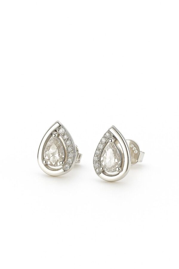 Elegant Teardrop Halo Diamond Stud Earrings