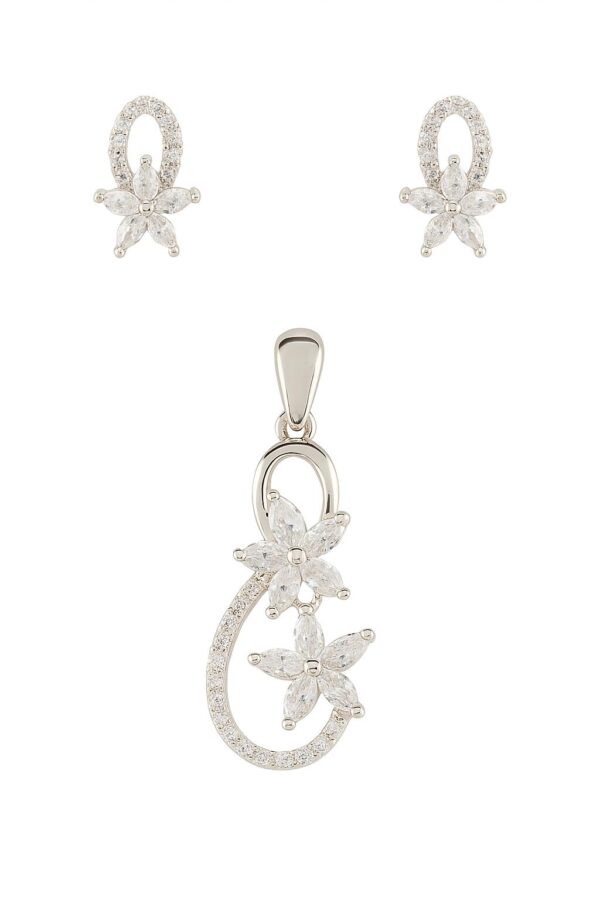 Floral Elegance CZ Pendant Set