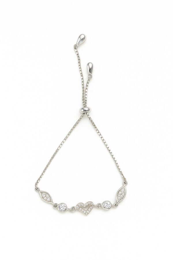 Dazzle Heart Silver Bracelet