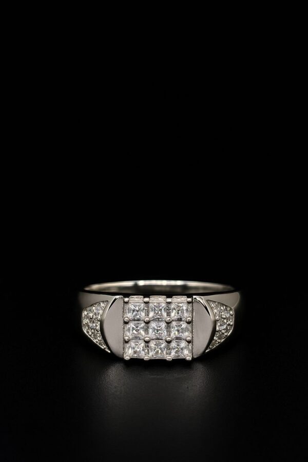 Regal Square Cluster 925 Silver Men’s Ring
