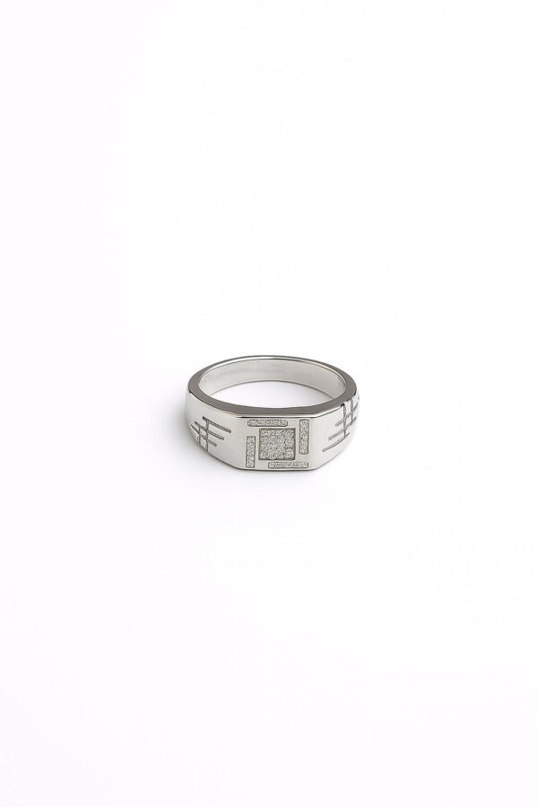 Sterling Silver Square Pattern Men’s Ring