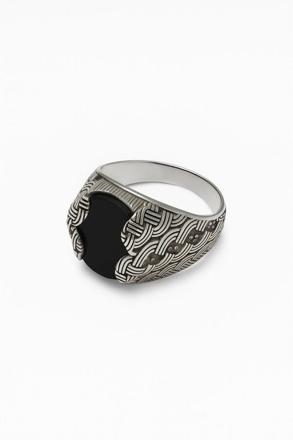 Celtic Black Onyx Silver Ring