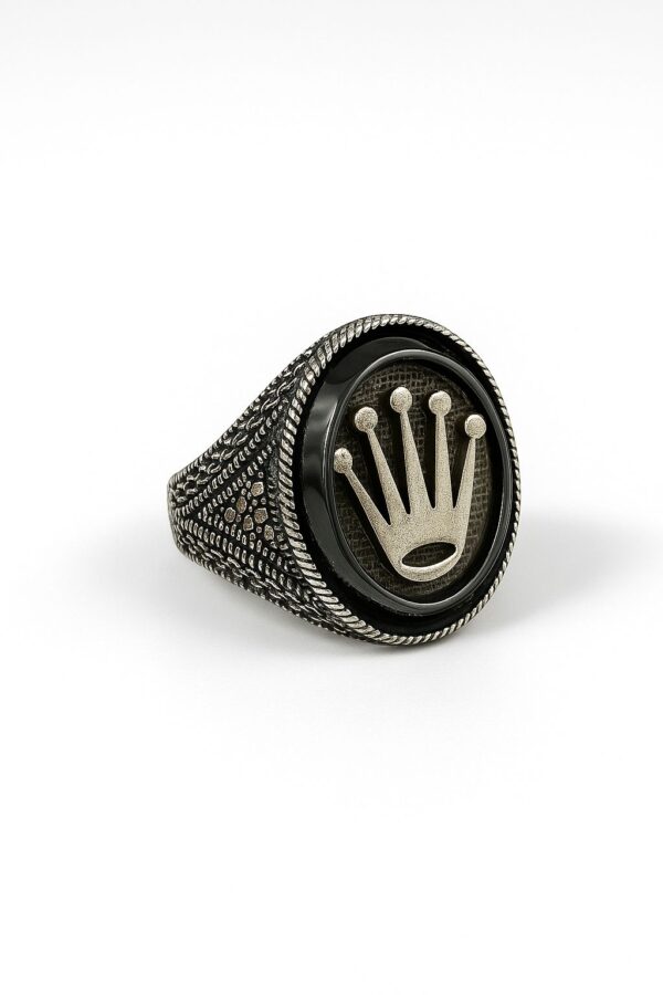 Vintage Crown Emblem Silver Ring